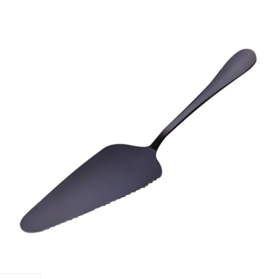 Practical Stainless Steel Jagged Edge Blade Cutter Pizza Cake Shovel Reusable Spatula Baking Tool: Black