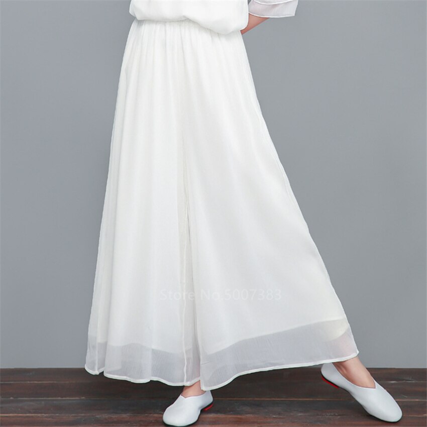 Kvinner ao dai langermet sommer chiffong vietnam kjole retro stativ krage cheongsam asiatiske klær te qipao: Bukser / 2xl