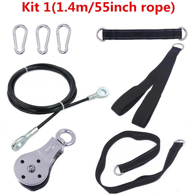 Fitness remskive kabel gym træningsmaskine arm biceps triceps blaster hånd styrketræning vedhæftede system hjemme diy: Sæt 1 1.4m reb
