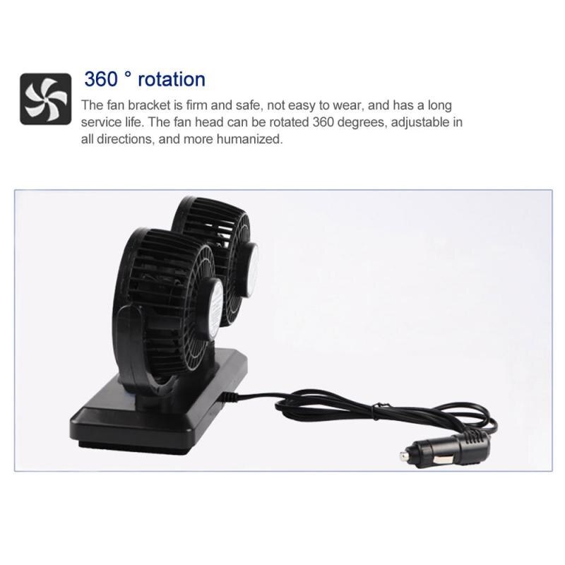 12V/24V Car Fan With Dual Head 360 Degree Rotation Variable Speed Auto Air Cooling Car Fans Truck Fans Car Accessories