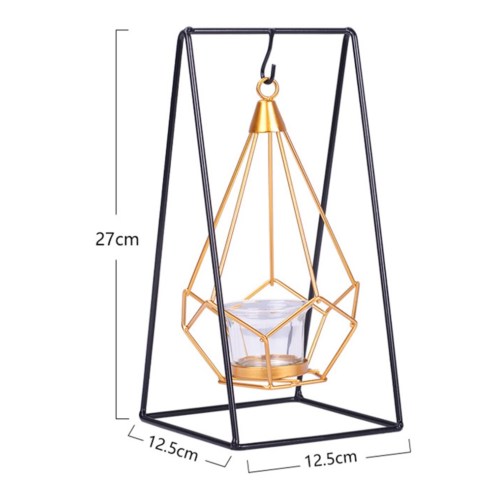 Candelero para centros de mesa de boda, candelabro geométrico de hierro dorado para taza de velas, decoración del hogar, candelabro de estilo nórdico: A4