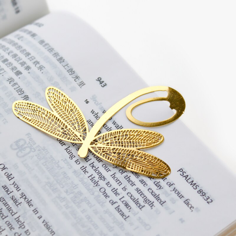 8pcs Golden Feather Bookmarks for Books Butterfly Sunflower Dragonfly Page Marker for Reading Office School Supplies A6409