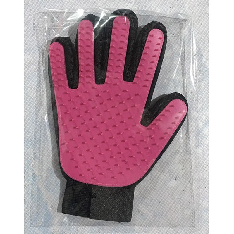 Gant brosse de nettoyage pour chiens | Peigne à poils de chat, gant de toilettage de cinq doigts pour chiens, fournitures de nettoyage pour animaux domestiques: pink right