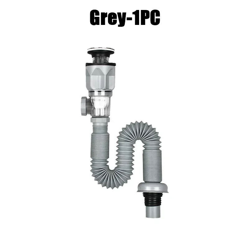 Kitchen Sink Drain Hose Basin Odor Isolation Drain Sink Wash Basin Universal Horizontal and Vertical Drain Pipes Accessories: Red