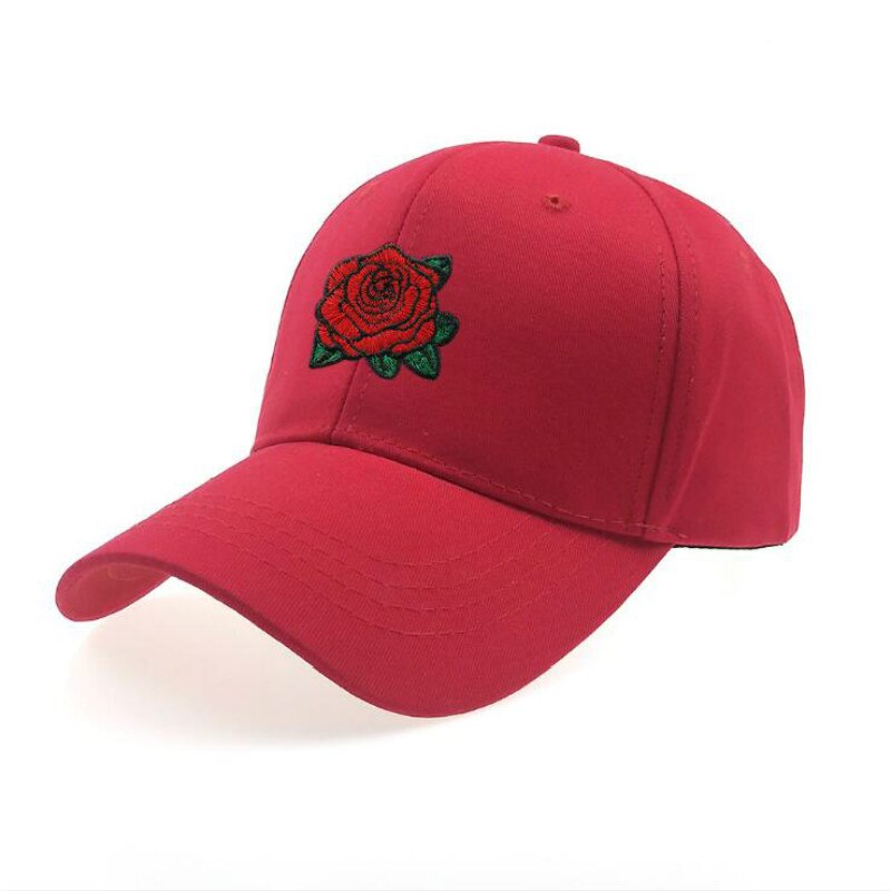 Broderi rose baseballkasket hip hop justerbar bomuldsblomst snapback hat forårssommer rose far hat hat