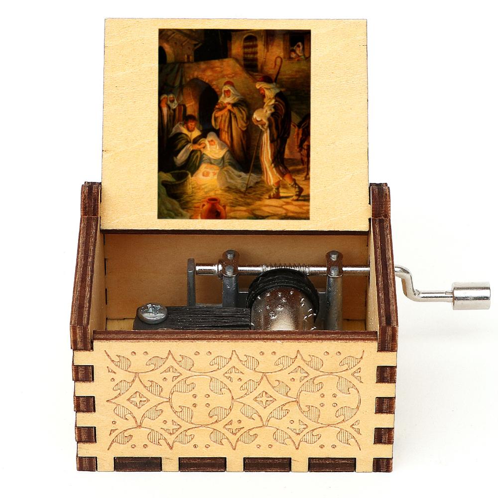 Vintage Engraved Music Box Wooden Musical Box 3D Printed Amazing Grace Theme Music Box Christmas Birthday: P-YS-68