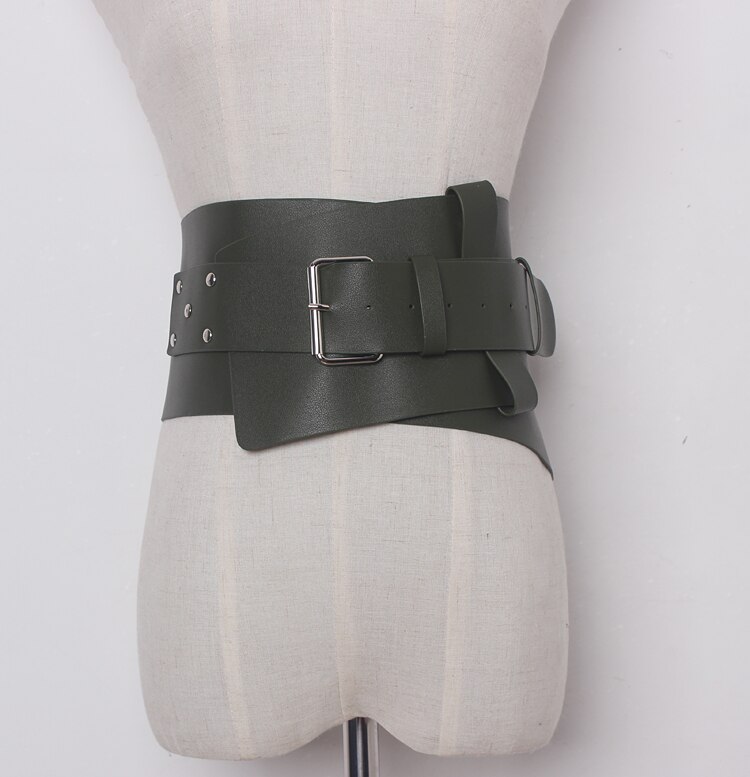 Nuevos accesorios de cinturón ancho de Ultra Plus para mujer Faux cuero elástico corsé cinturón metal frontal cinturón con hebilla chica Ropa Decoración