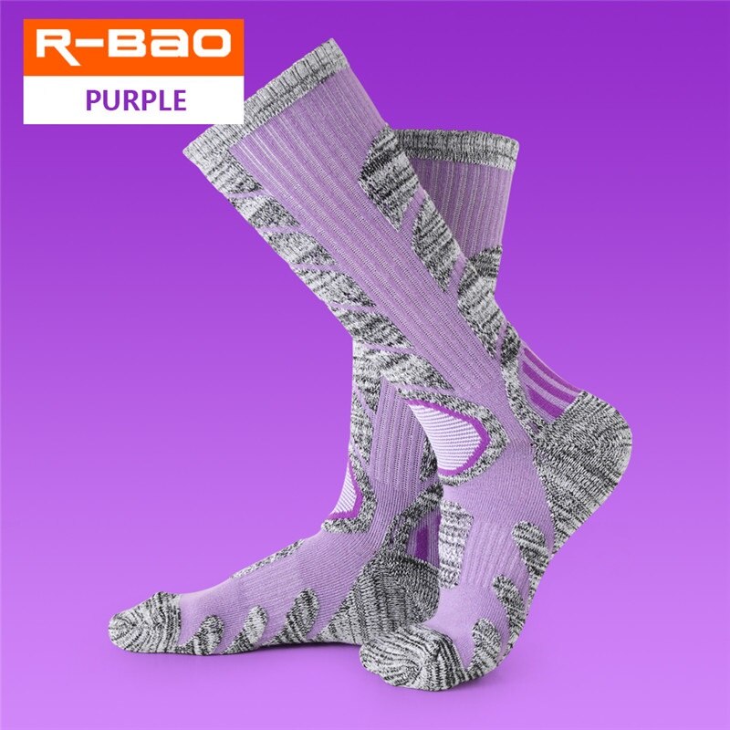 RB3301 Outdoor Skiing/Hiking Socks Terry Sole Thicken Keep Warm Breathable Wear-Resisting Sports Socks: Purple / M