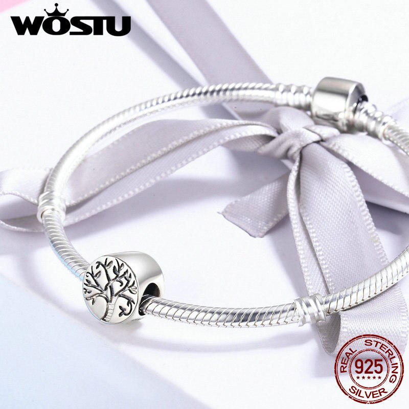 WOSTU Moda Novo 100% 925 Sterling Silver Clássico Tree of Life Beads fit original CQC430 WST Charme Pulseiras Finas Jóias