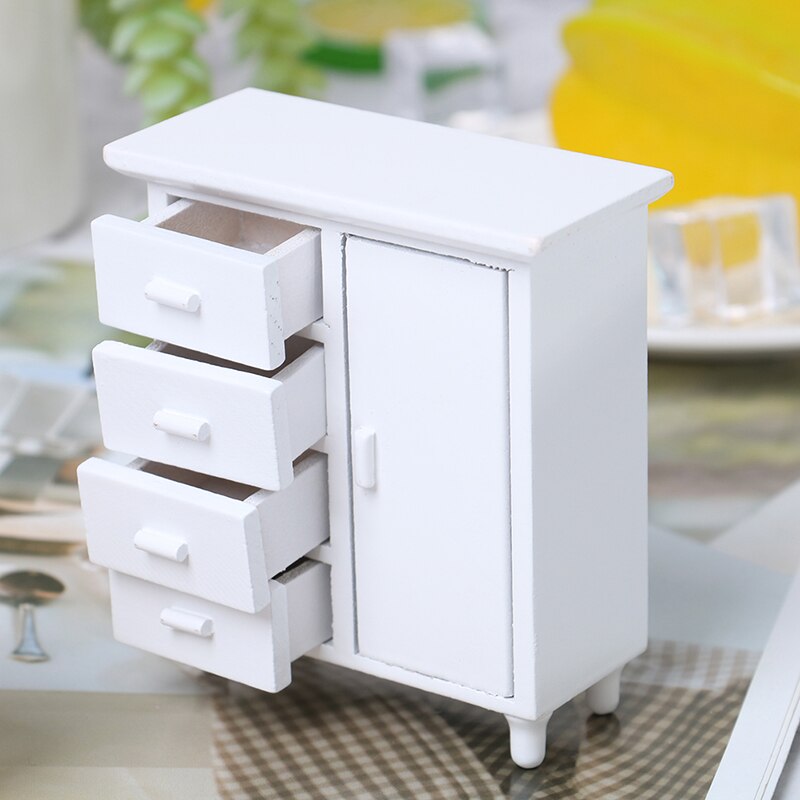 1:12 poppenhuis miniatuur witte houten kast poppenhuis handgemaakte meubels model decoratie miniaturen mini kast
