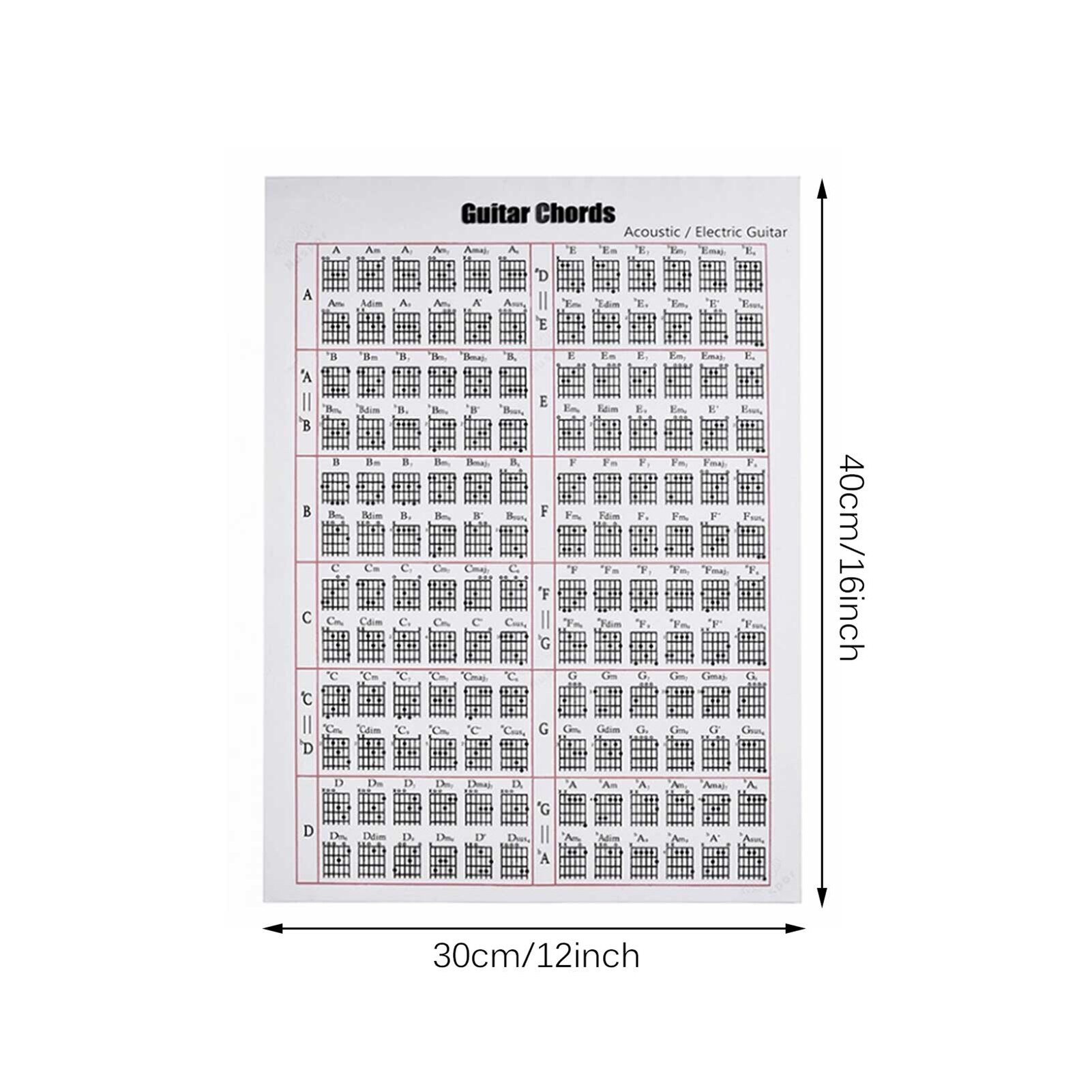 Guitar Sticker Practical Interesting Decals Poster Decoration Guitar Chord Fingering Diagram Practice For Folk Classical Guitars: 3040