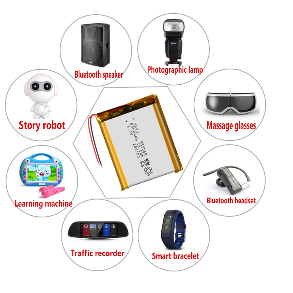 Bateria litowo-polimerowa LiPo 3,7 V 2000 mAh 7,4 Wh 6030100 Dla PDA MID Odtwarzacz muzyczny Pióro do nagrywania Głośnik Bluetooth Tablet PC