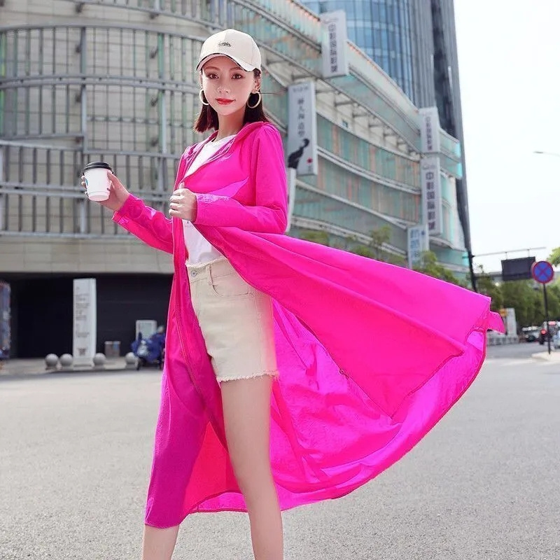 Verano 2025, nueva ropa de protección solar UV, abrigo, chaqueta larga de protección solar para mujer, prendas de vestir de coreana para mujer, abrigo de Joker con capucha