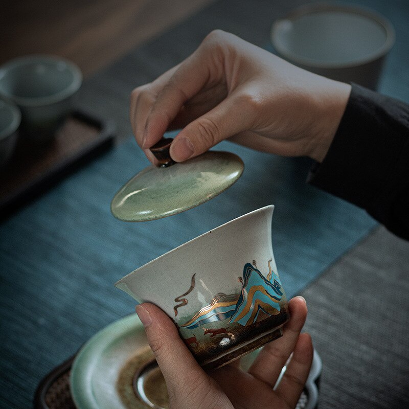 Fu Rushan zuppiera ceramica antica giapponese Gaiwan grande tazza da tè ciotola da cerimonia del tè Kung Fu impostato da tè impostato da tè cina cinese Gaiwan