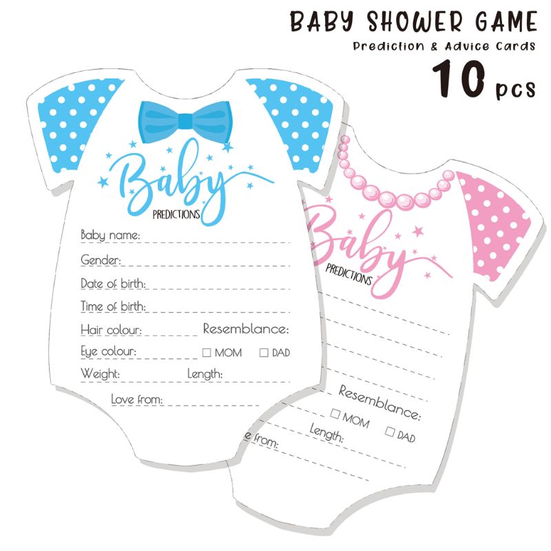 10 Pcs Advice and Prediction Cards for Baby Shower Game Gender Neutral Boy Girl