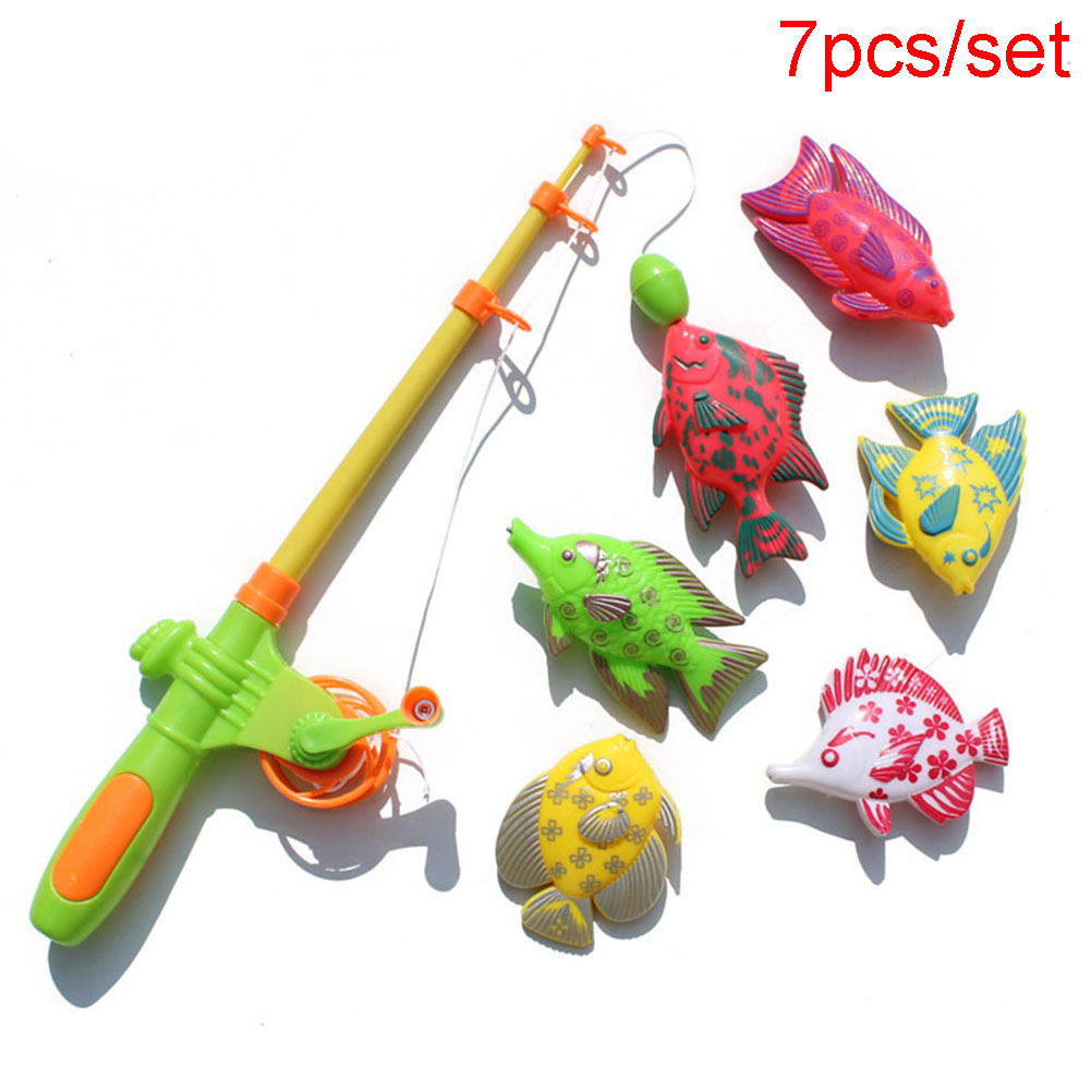 Children Fishing Toys 1 Plastic Fishing Rod and 6 Magnetic Fish Game