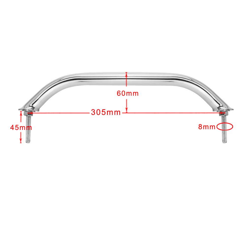 305mm Grab Handle Polished Grip Stainless Steel Handrail for Marine Yachts