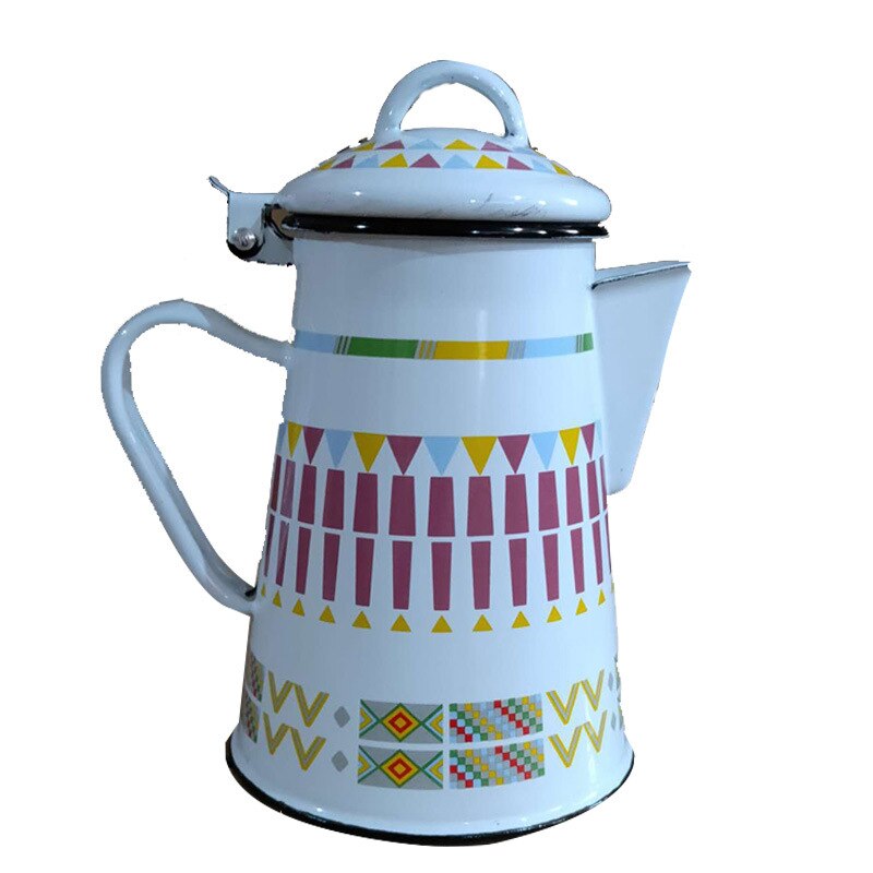 0.8L-2.4L Emaille Koffiepot Hand Thee Emaille Ketel Inductie Fornuis Gasfornuis Emaille Ketel Universele Voor Thuis Keuken: 1.2L / white