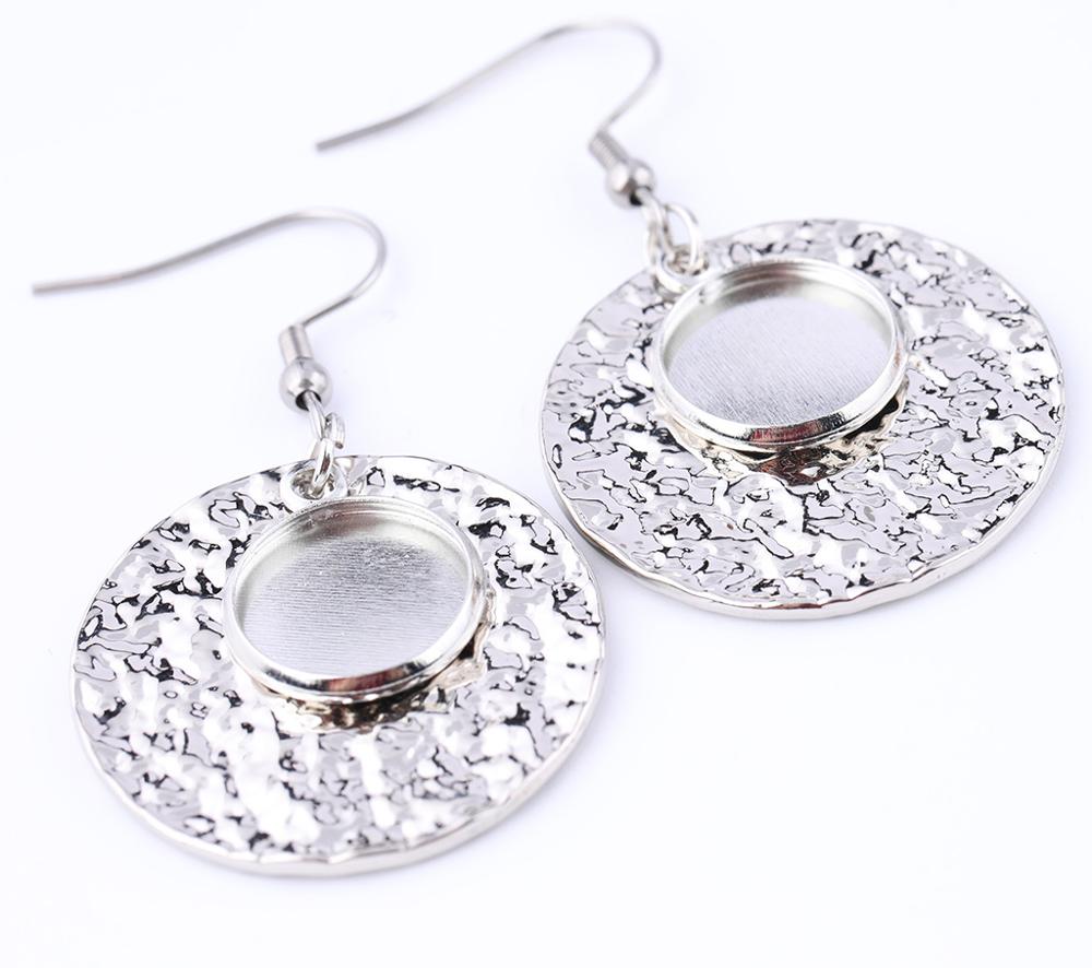 6 stücke Montage 12mm glas cabochon ohrring einstellung Tabletts mit kreis platte diy Basis lünette rohlinge für ohrringe machen kein Nickel