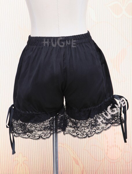 Gothic Black Steampunk lolita pumpkin Bloomers Knickers lace Trim Shorts Bow Ribbon Cotton elastic