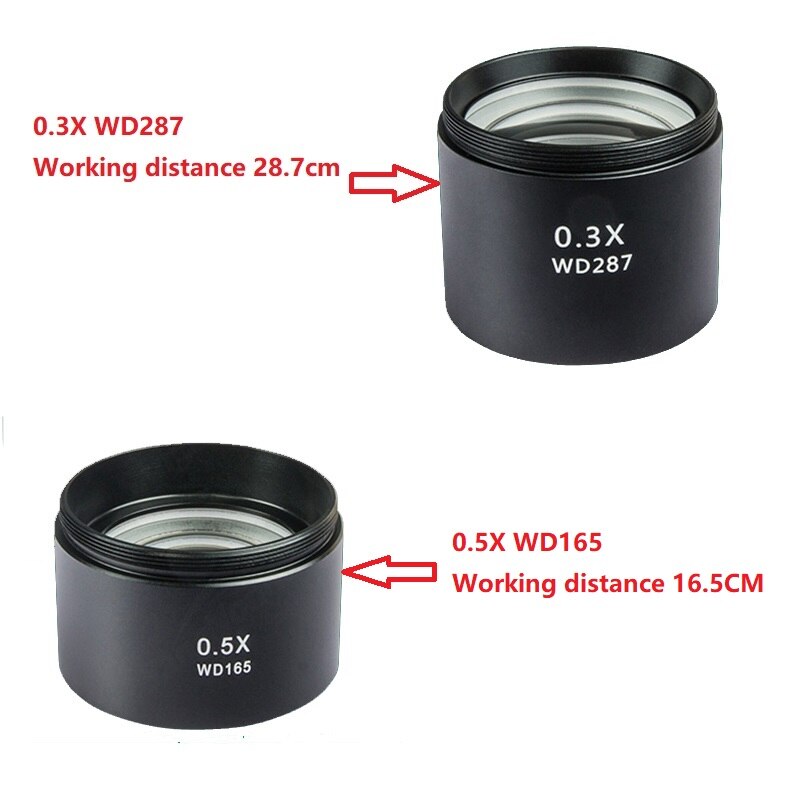 0.3X 0.5X 0.7X 0.75X 1X 1.5X 2.0X Auxiliary Objective Lens For Zoom Stereo Microscope Thread 48mm Trinocular Microscopio Lente