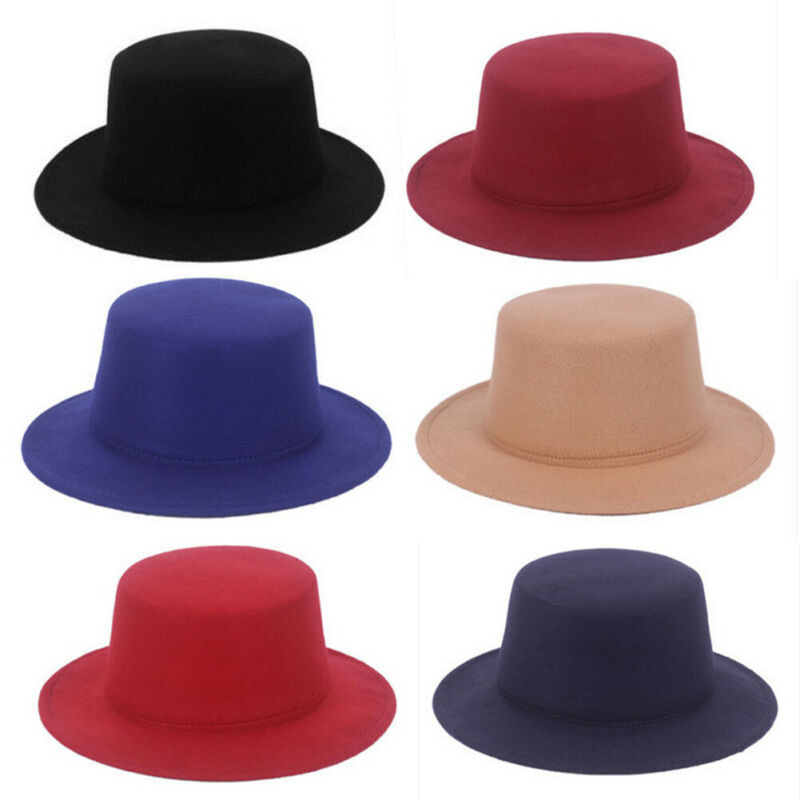 Vintage mænd kvinder hårdt filt hat bred randen fedora trilby panama hat gangster sort rød kasket
