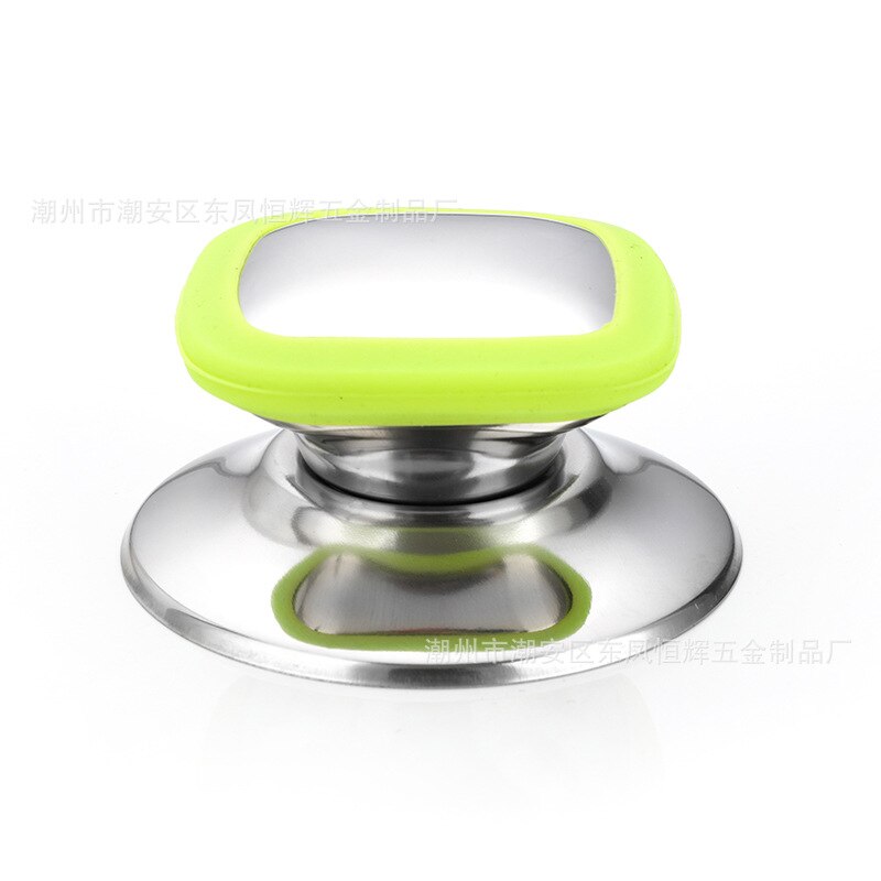 Universal grydelåg i rustfrit stål tophåndtag anti skoldning gryde kedel låg håndtag hætte låg løftemoment køkkenredskaber: Grøn