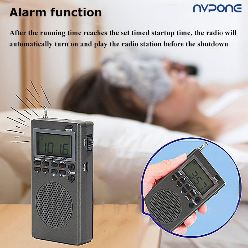 FM AM Radio Mini Portable 9K/10K Radios Receiver Built-in Speaker Backlight HD Display Screen Alarm Clock Sleep Timer Elder