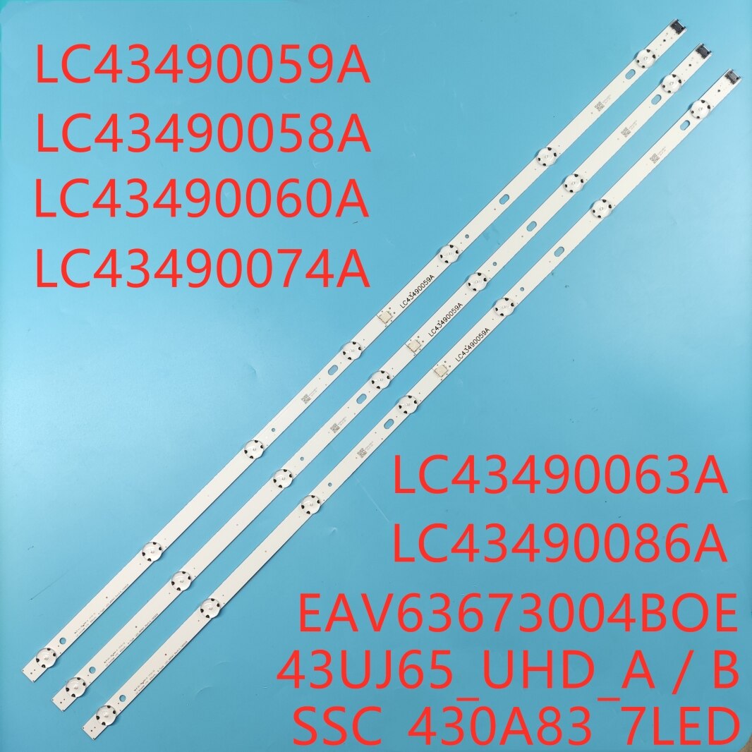 Tira de luces LED de retroiluminación, accesorio para LG 43UJ6300 43UJ6500 43UJ6560 43UJ651V 43UJ561V 43UJ701V 43UK6200 43UJ630V 43UJ635V 43LJ614V, 3 unids/set