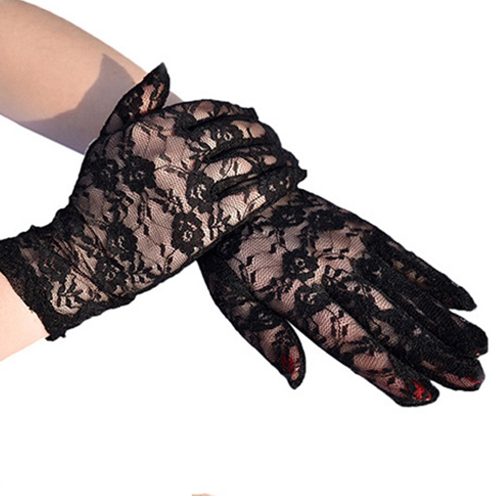 #30 Sexy Summer Gloves Women Uv Sunscreen Short Sun Female Gloves Ice Silk Lace Driving Of Thin Touch Screen Lady Gloves: A