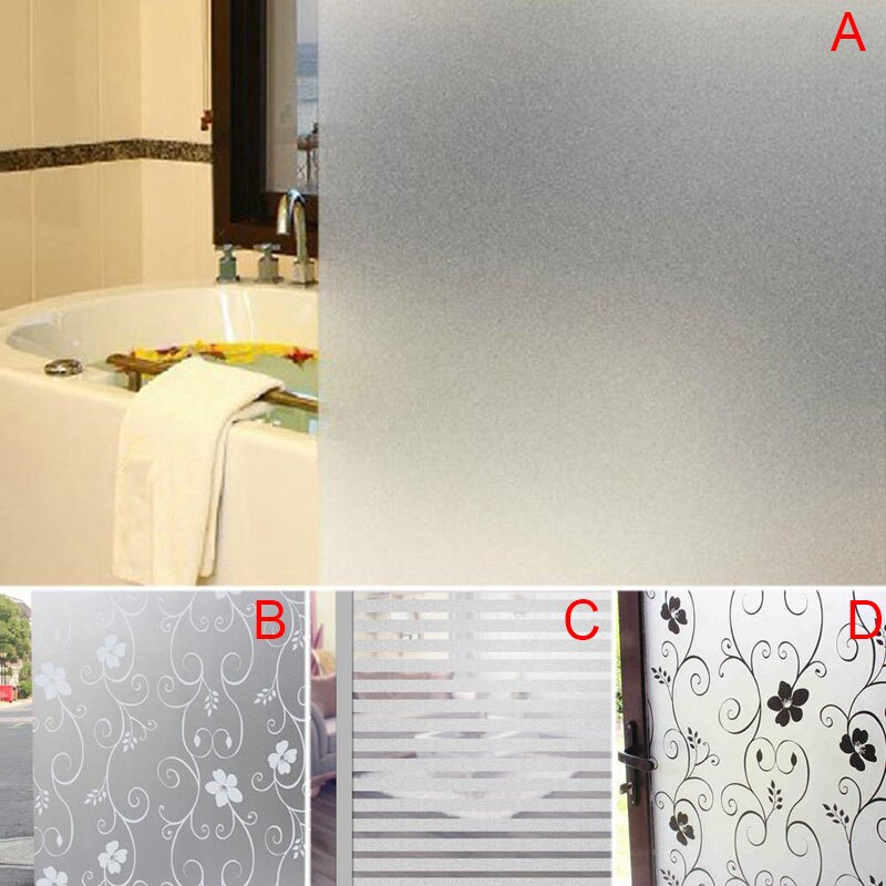 PVC Waterproof Frosted Stickers Bathroom Office Glass Walls Window Door Privacy Film Sticker Backdrop Decor 200x60CM