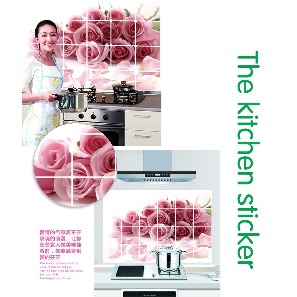 Poster Decoration Self-adhesive Stickers Rose Restaurant Kitchen Tiles Waterproof Paste