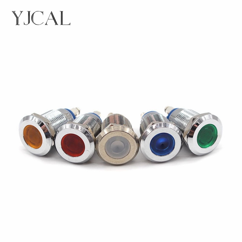 1PC LED Metal Indicator Light 12mm Waterproof Signal Lamp Warning Lights 6V 12V 24V Volts Red Yellow For Dashboard Boat Light