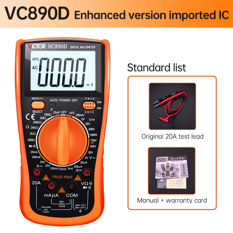 Multimètre numérique haute précision VICTOR VC890C multimètre numérique universel automatique Compact et facile à utiliser: VC890D