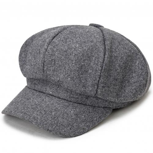 Women's hat Autumn Winter Warm Octagonal Hat Woolen Cloth Casual Beret Cap Solid Artist Painter Newsboy Hats Black Grey: Light Grey