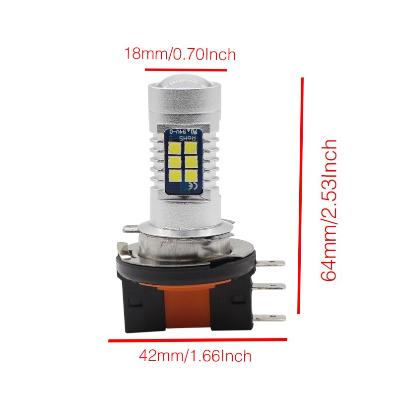 2pcs H15 LED Auto Mistlamp 21 Chips 3030 SMD LED high power Wit 6000K Lampen Voor Auto auto Externe Fog Light Koplamp Lamp