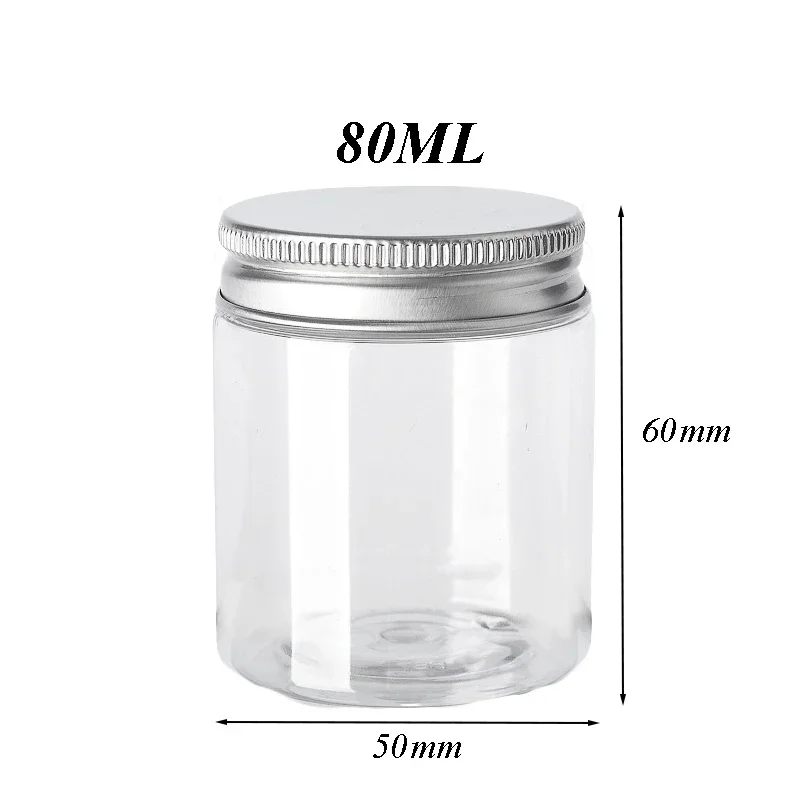 10Pcs Storage Jars Clear Aluminum Cap Empty Cosmetic Food Containers Travel Bottle Round Clear Plastic Jar Face Cream Sample Pot: Blue
