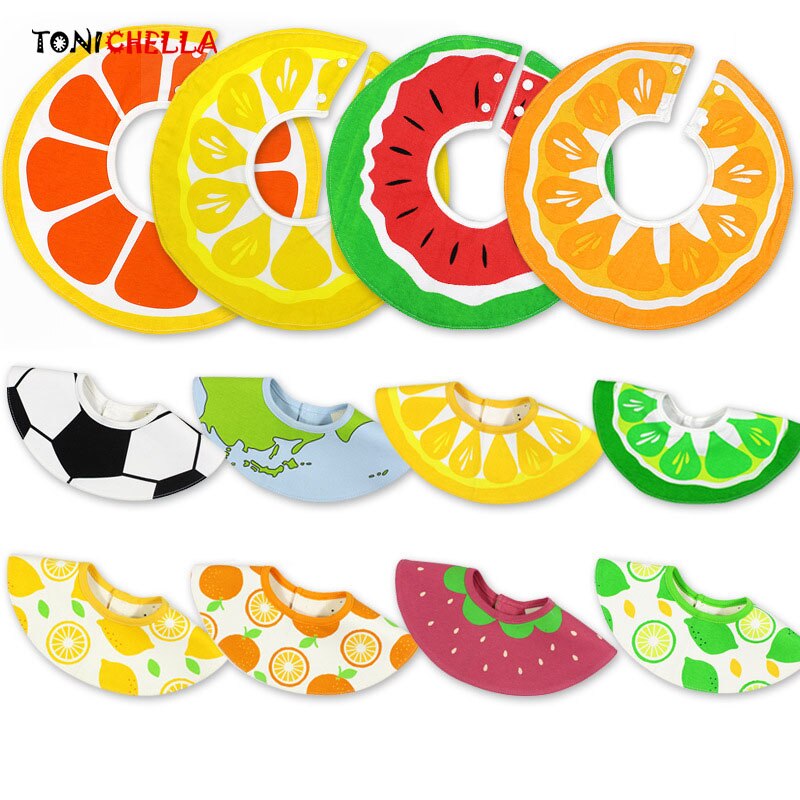 Baby Bandana Slabbetjes 360 Graden Rotatie Fruit Patroon Katoen Baby Peuter Waterdicht Speeksel Voeden Handdoek Accessoires CL5037