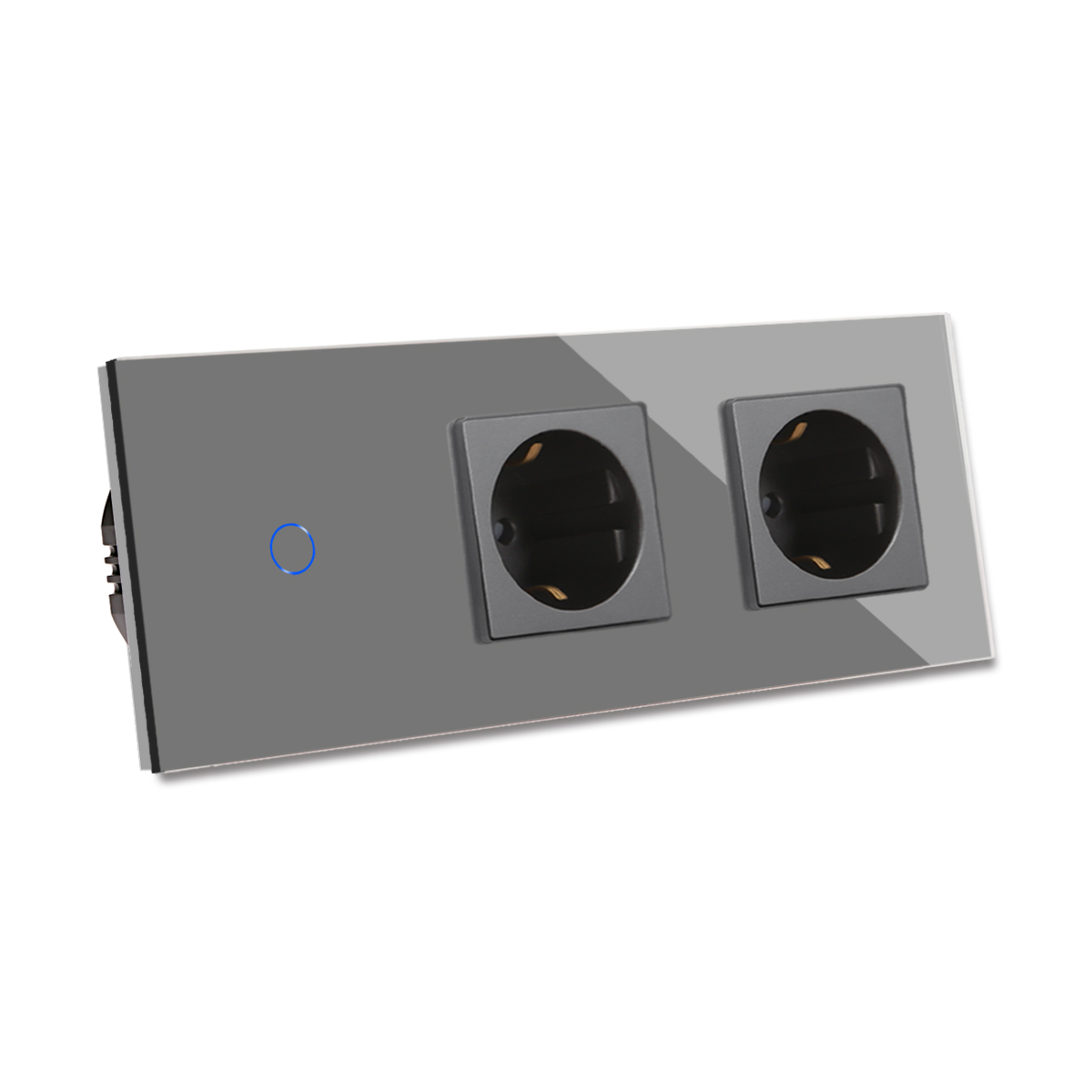Wall Electrical Socket with Switch EU Standard 1/2/3Gang 1Way Light Switches Sensor and Single Double Power Sockets Outlets: Dark Grey