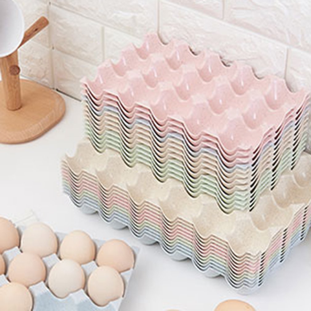 15/24 Grid Wheat Straw Egg Storage Box Refrigerator Stackable Egg Container Egg Dispenser Capacity Kitchen Storage Supplies
