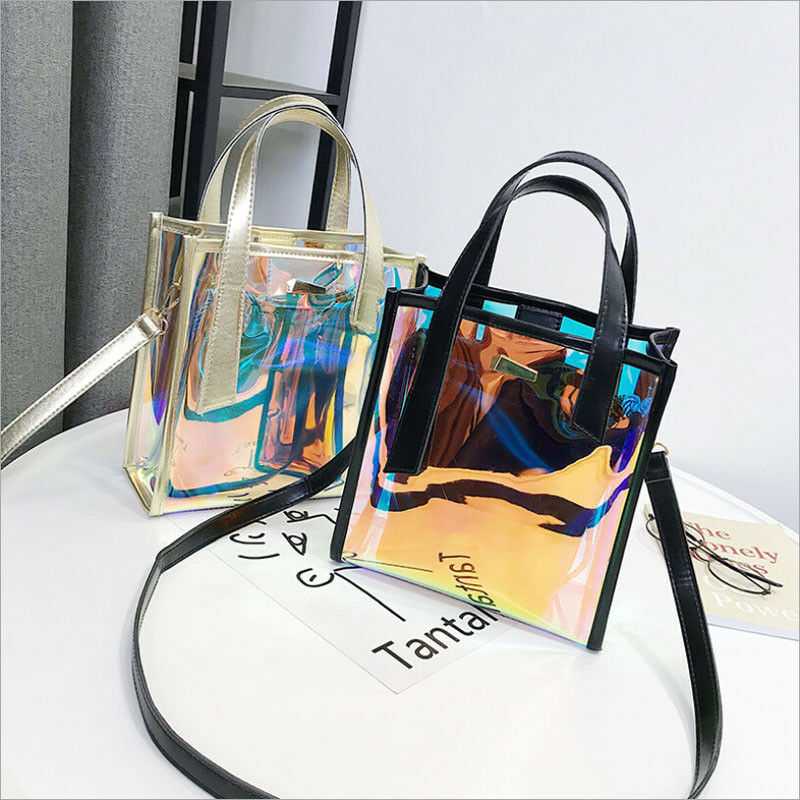 Bolsa de ombro feminina transparente, sacola de mão da moda 2 pçs/set de ombro selvagem
