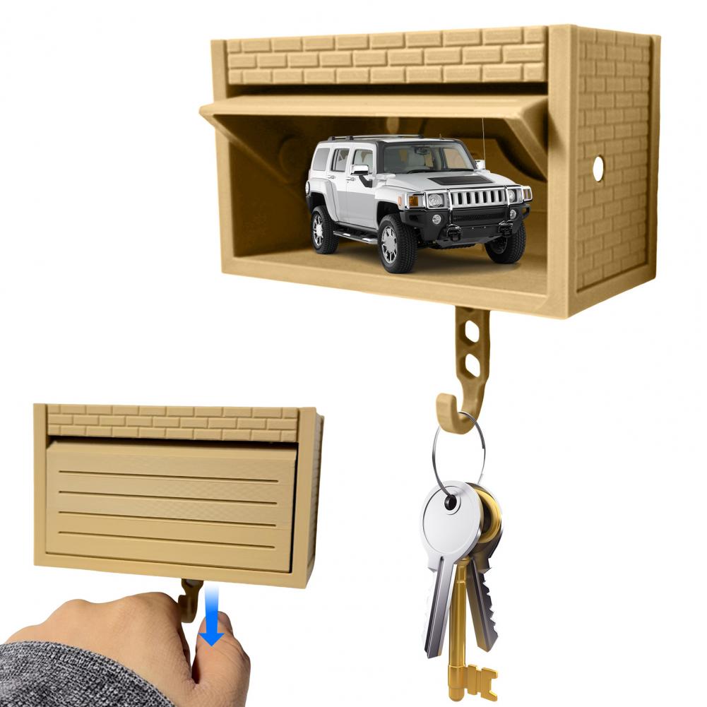 Car-Themed Key Holder with Opening Door - Adhesive Wall Mount Key Organizer for Entryway, Dual-Purpose Home Office Decor
