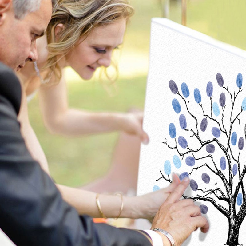 Diy træ form fingeraftryk maleri lærred baby shower stue ægteskab rustik bryllup hjem dekorationer signatur