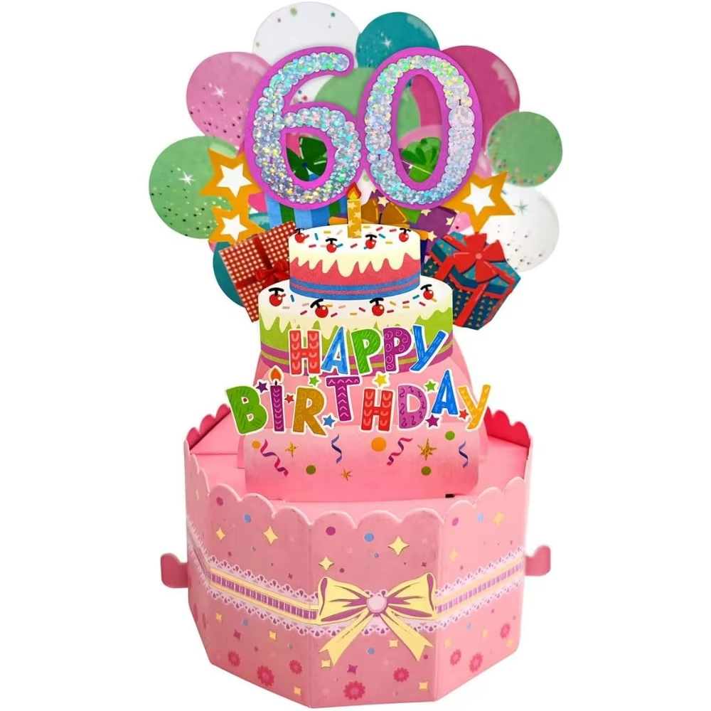 Happy Birthday Greeting Card With Envelope 3D Box 18th/30th/40th50th/60th Years Old Birthday Wishes Message Card Party: Dark Grey