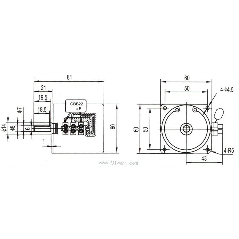 AC 220V Low Speed 60KTYZ Permanent Magnet Synchronous Motor/gearmotor /14w Speed