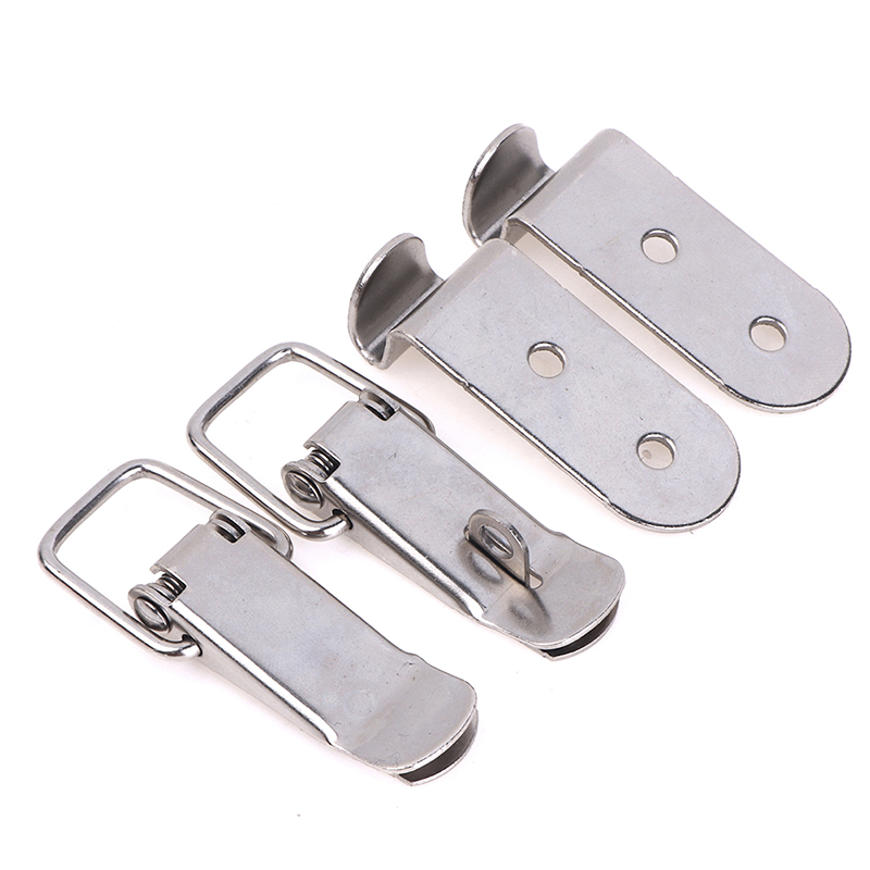90 Degrees Duck-mouth Buckle Hook Lock Iron Spring Loaded Draw Toggle Latch Clamp Clip Silver Hasp Latch Catch Clasp