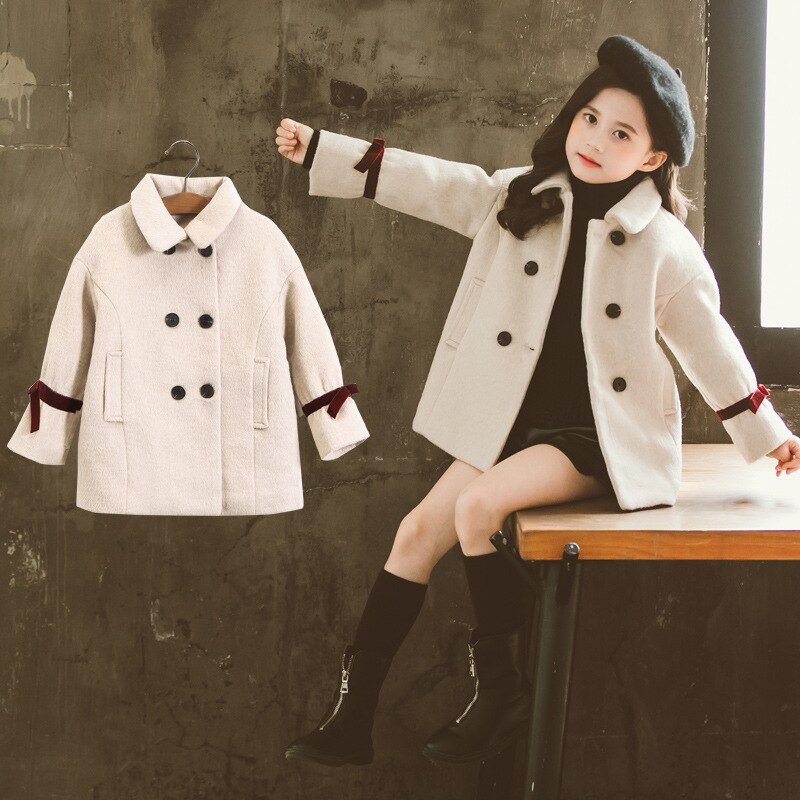 Girl Woolen Coat Autumn Children Coat For Girls pink long sleeve Kids Winter Wool Coat Girls Kids 4y-8y jacket infants: mibai / 6T