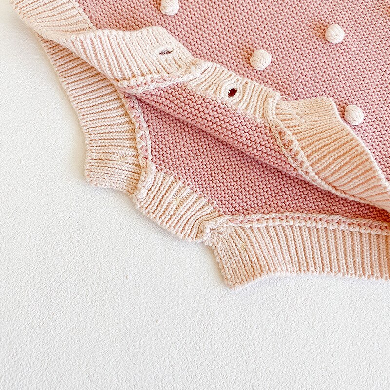 Frühling Herbst gestrickte pullover strampler baumwolle rosa baby pullover onesie baby mädchen kleidung SW2012