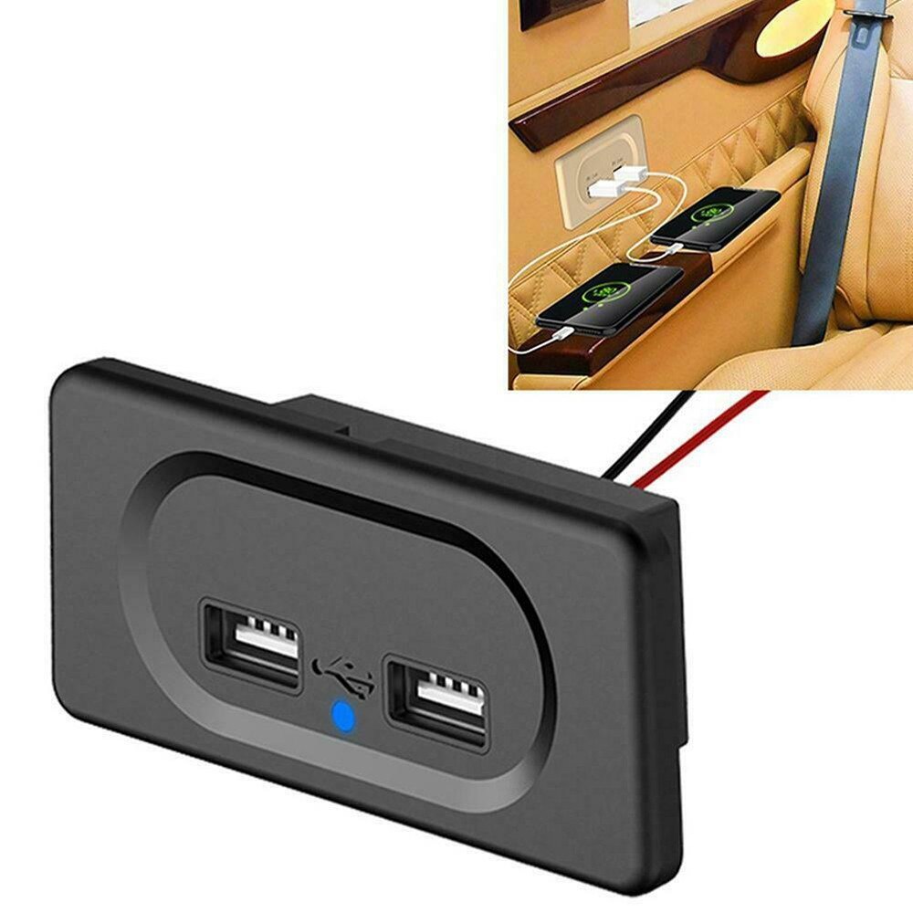1*car Charger DC5V/3.1A Dual USB Ports Charger Socket For 12V Car Boat Motorhome Caravan 2022 With Indication Function