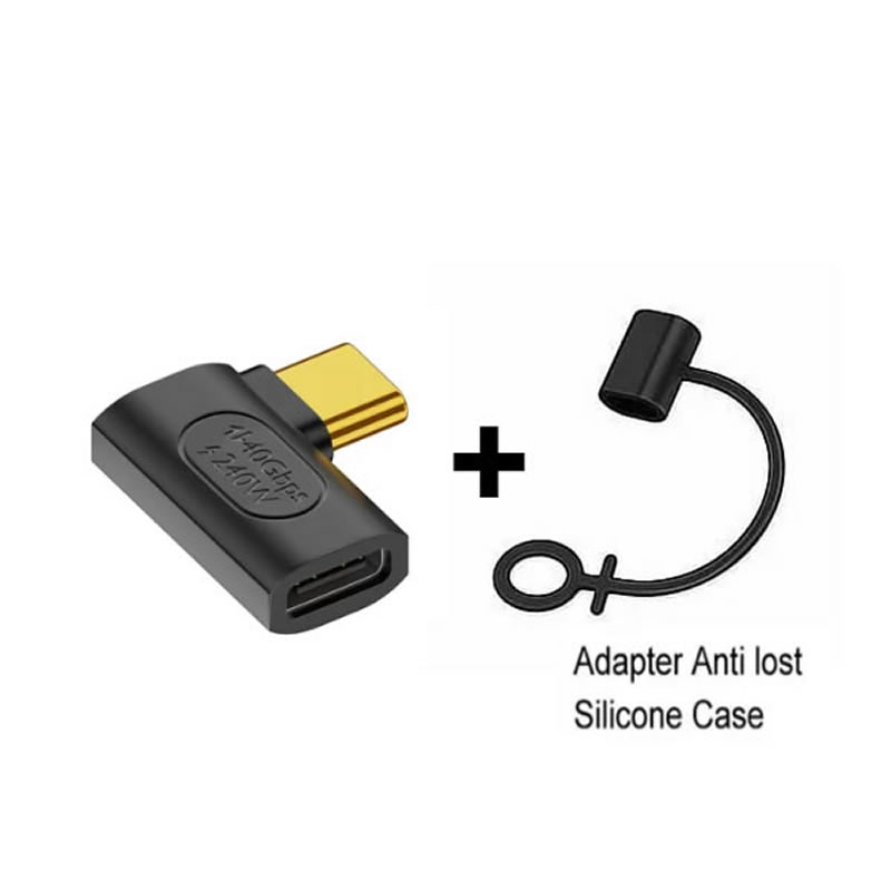 USB4.0 40Gbps OTG C-type 90 degree Adapter 100W 5A USB C to Type C Fast Charging Converter USB C Data Adapter For Macbook 8K60HZ: Srebrny